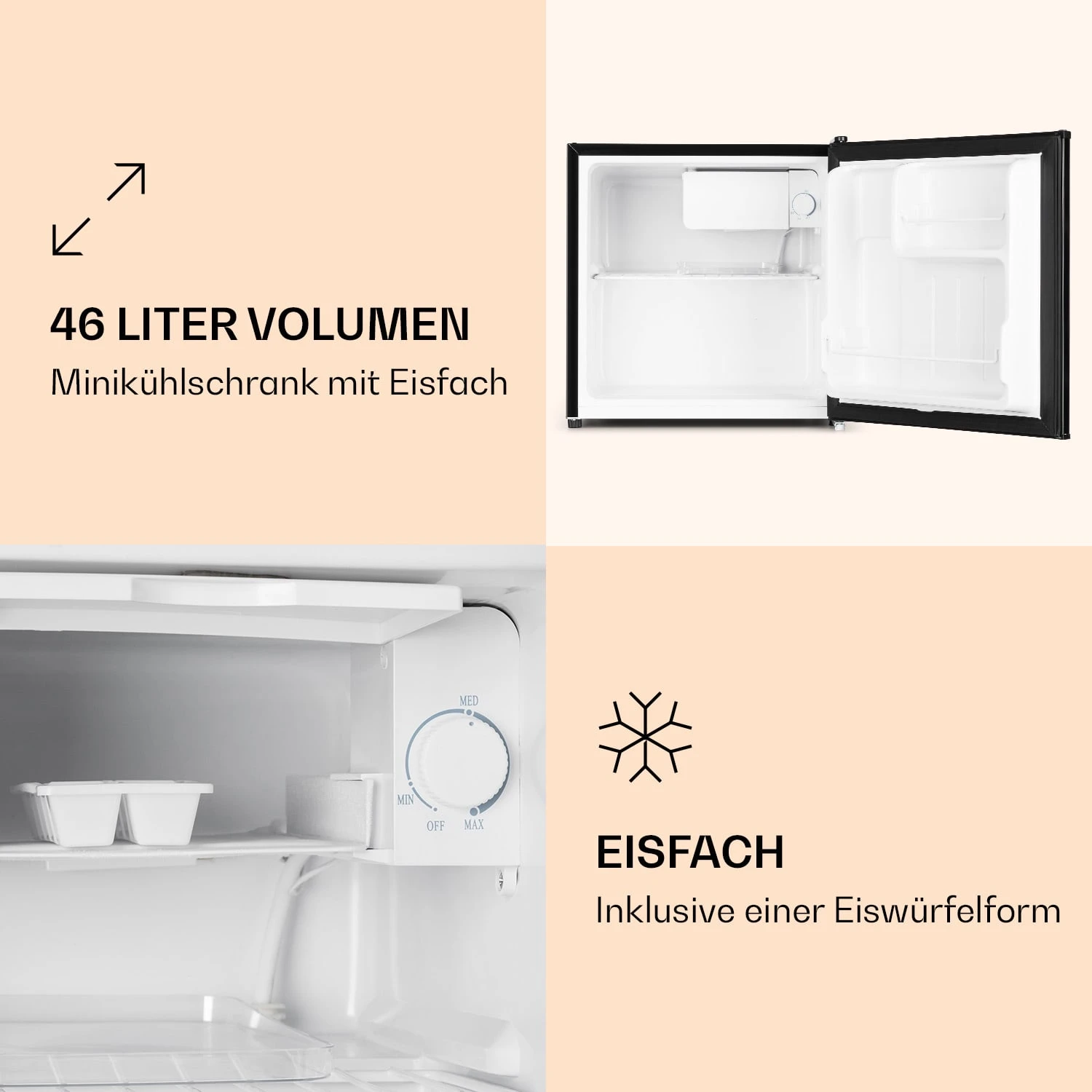 KS50-A Mini-Kühlschrank 46 Liter Mit Eisfach 41 DB 4 KS50-A Mini-Kühlschrank 46 Liter Mit Eisfach 41 DB – Bild 2