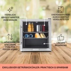 Beersafe L Kühlschrank 47 Liter 2 Böden Panoramaglastür Edelstahl -Angebote Küchenmaschinen Store 10027671 DE 0005 usp