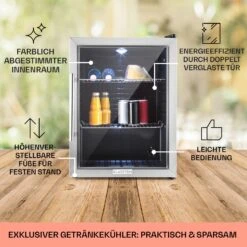 Beersafe XL Kühlschrank 60 Liter 2 Böden Panoramaglastür Edelstahl -Angebote Küchenmaschinen Store 10027672 DE 0005 usp