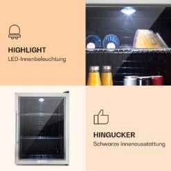 Beersafe XL Kühlschrank 60 Liter 2 Böden Panoramaglastür Edelstahl -Angebote Küchenmaschinen Store 10027672 de 0003 logo