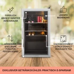 Beersafe XXL Kühlschrank 80 Liter 3 Böden Panoramaglastür Edelstahl -Angebote Küchenmaschinen Store 10027673 DE 0005 usp