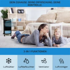 Carribean Blue 3-in-1 Luftkühler Ventilator Luftbefeuchter 402 M3/h | 70 Watt | 4 Liter | 3 Geschwindigkeiten | Oszillation | Mobil -Angebote Küchenmaschinen Store 10028180 de 0003 usp