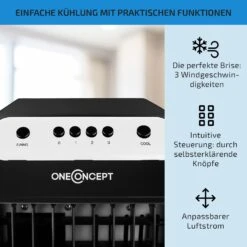 Carribean Blue 3-in-1 Luftkühler Ventilator Luftbefeuchter 402 M3/h | 70 Watt | 4 Liter | 3 Geschwindigkeiten | Oszillation | Mobil -Angebote Küchenmaschinen Store 10028180 de 0004 usp