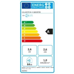 New Breeze 9 Mobile Klimaanlage 9000 BTU / 2,6 KW Timer -Angebote Küchenmaschinen Store 10029705 energy label