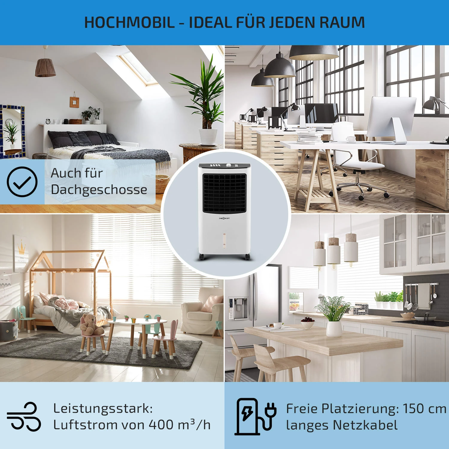 MCH-2 V2 3-in-1 Luftkühler 360 M³/h 65 Watt 7 Ltr Fernbedienung Mobil 7 MCH-2 V2 3-in-1 Luftkühler 360 M³/h 65 Watt 7 Ltr Fernbedienung Mobil – Bild 5