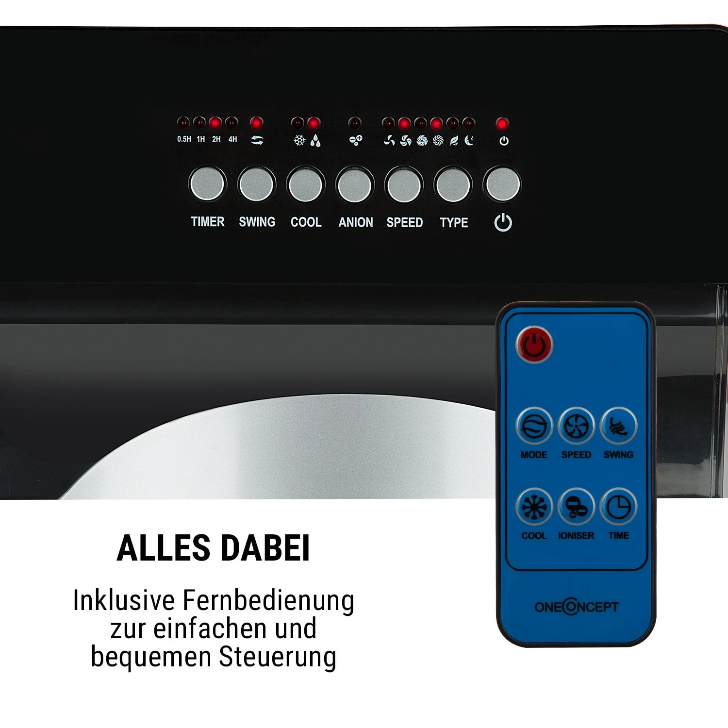 Kingcool 4-in-1 Luftkühler 2340 M³/h 95 W 8 Liter Mobil Fernbedienung 7 Kingcool 4-in-1 Luftkühler 2340 M³/h 95 W 8 Liter Mobil Fernbedienung – Bild 5