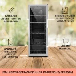 Beersafe 6XL Kühlschrank 201 Liter 5 Böden Panoramaglastür Edelstahl -Angebote Küchenmaschinen Store 10031930 DE 0005 usp