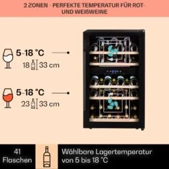 Barossa 40 Duo Weinkühlschrank 2 Zonen 41 Flaschen Glastür Touch LED -Angebote Küchenmaschinen Store 10032924 de 0003 usp