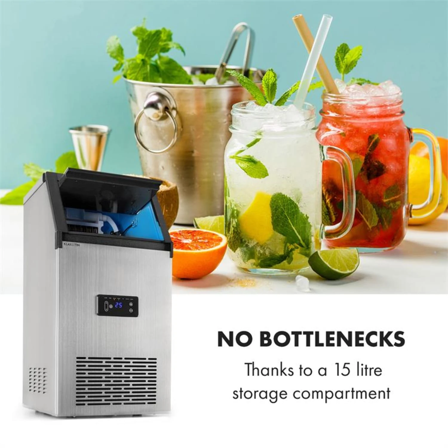 Glacial XL Profi-Eiswürfelmaschine 38kg/d 15l LED Edelstahl Schwarz 6 Glacial XL Profi-Eiswürfelmaschine 38kg/d 15l LED Edelstahl Schwarz – Bild 4