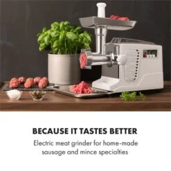 Kraftprotz Elektrischer Fleischwolf 700 W Kupfermotor Edelstahl -Angebote Küchenmaschinen Store 10034215 yy 0002 logo Klarstein Kraftprotz elektrischer Fleischwolf weiss