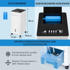 Freshboxx 3-in-1 Luftkühler 65 W 360 M³/h 6 Liter 2 Kühlakkus Mobil -Angebote Küchenmaschinen Store 10034629 de 0006 usp