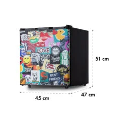 Cool Vibe 46+ Kühlschrank 46 Liter 1 Boden Stickerbomb-Style -Angebote Küchenmaschinen Store 10035253 yy 0007 logo Klarstein Cool Vibe Kuehlschrank Stickerbomb 48L