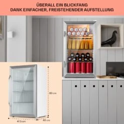 Beersafe XXL Crystal White Kühlschrank 80 Ltr Panoramaglas Edelstahl -Angebote Küchenmaschinen Store 10039424 DE 0006 usp