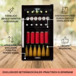 Beersafe 3XL Onyx Kühlschrank 98 Liter 4 Böden Panoramaglastür -Angebote Küchenmaschinen Store 10039655 DE 0005 usp