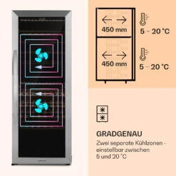 Klarstein Vinamour 77 Duo Weinkühlschrank 191 Liter 5 - 20 °C 2 Kühlzonen 14 Klarstein Vinamour 77 Duo Weinkühlschrank 191 Liter 5 - 20 °C 2 Kühlzonen -Angebote Küchenmaschinen Store 10039771 de 0004 logo