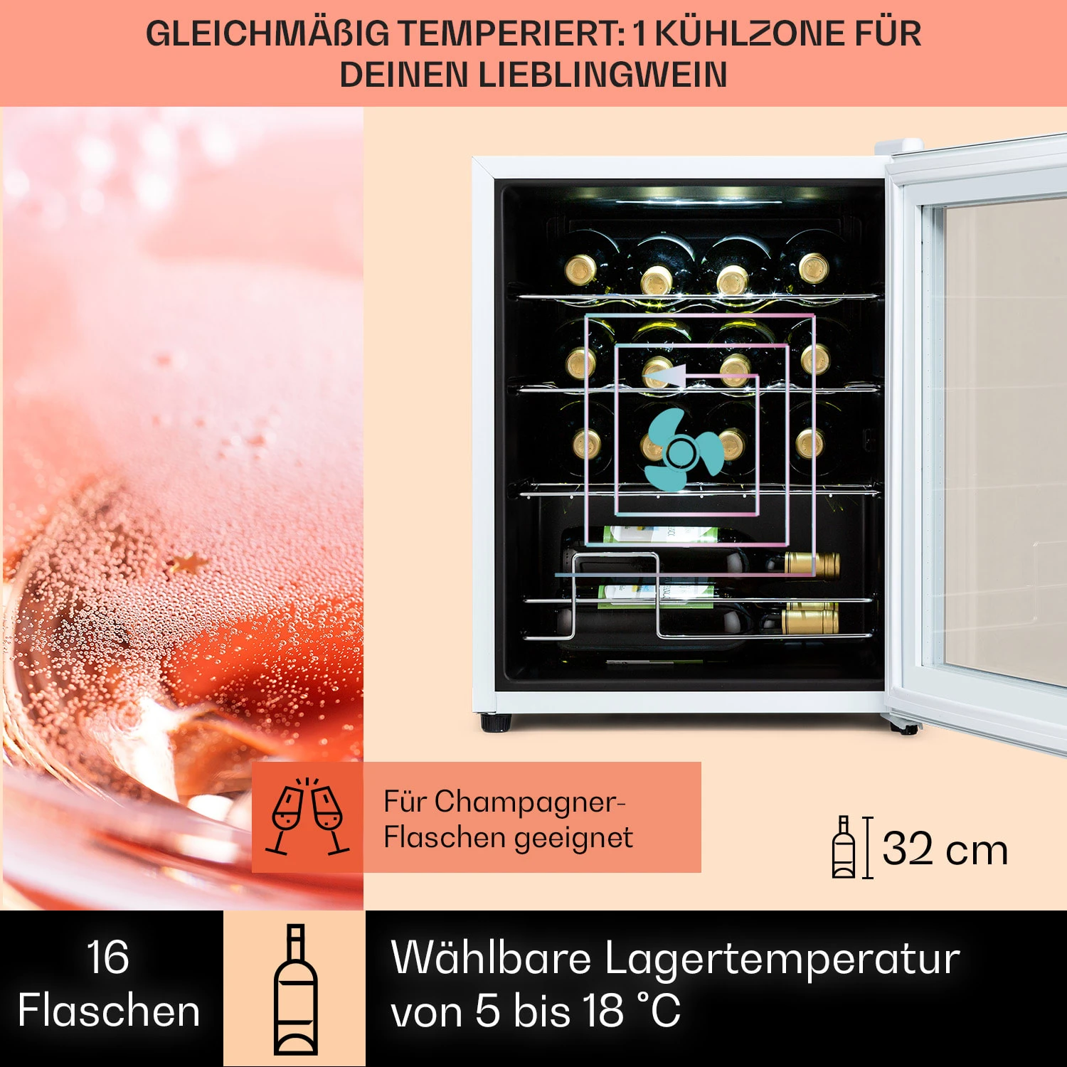 Shiraz 16 Quartz Weinkühlschrank 42l Touch-Bedienfeld 160 W 5-18 °C 5 Shiraz 16 Quartz Weinkühlschrank 42l Touch-Bedienfeld 160 W 5-18 °C – Bild 3