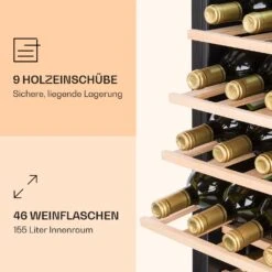 Vinamour 46 Uno Weinkühlschrank 1 Zonen 155 L/46 Fl. 4-18 °C Edelstahl -Angebote Küchenmaschinen Store 10040059 de 0004 logo