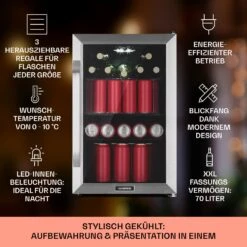 Beersafe 70 Bierzeit Edition Kühlschrank 70 Liter 3 Böden Panoramaglastür Edelstahl -Angebote Küchenmaschinen Store 10041175 de 0002 usp