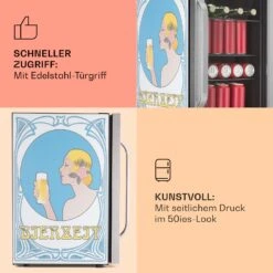 Beersafe 70 Bierzeit Edition Kühlschrank 70 Liter 3 Böden Panoramaglastür Edelstahl -Angebote Küchenmaschinen Store 10041175 de 0004 usp