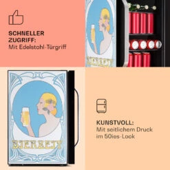 Beersafe 70 Bierzeit Edition Kühlschrank 70 Ltr 3 Böden Glas Edelstahl -Angebote Küchenmaschinen Store 10041176 de 0004 usp