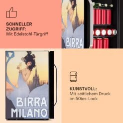 Beersafe 70 Birra Milano Edition Kühlschrank 70 Liter 3 Böden Panoramaglastür Edelstahl -Angebote Küchenmaschinen Store 10041180 de 0004 usp