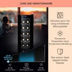 Barolo 14 Slim Uno Weinkühlschrank 46 Ltr 14 Flaschen 11-18°C SingleZone -Angebote Küchenmaschinen Store 10041206 de 0004 usp