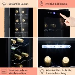 Barolo 14 Slim Uno Weinkühlschrank 46 Ltr 14 Flaschen 11-18°C SingleZone -Angebote Küchenmaschinen Store 10041206 de 0005 usp