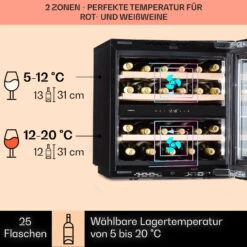 Rhône 25 Duo Weinkühlschrank Kompression 2 Zonen 75 Ltr / 25 Flaschen -Angebote Küchenmaschinen Store 10041239 de 0003 usp