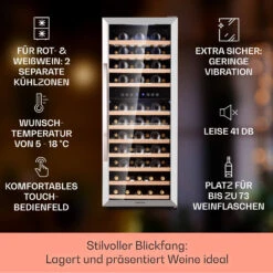 Vinamour 73 Duo Weinkühlschrank 2 Zonen 192 L/73 Flaschen 5-18°C Touch -Angebote Küchenmaschinen Store 10041314 de 0002 logo