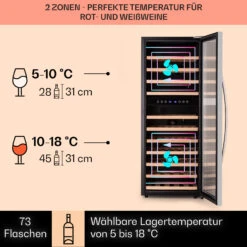 Vinamour 73 Duo Weinkühlschrank 2 Zonen 192 L/73 Flaschen 5-18°C Touch -Angebote Küchenmaschinen Store 10041314 de 0003 logo