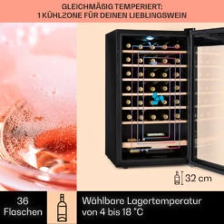 Vinamour 32 Uno Weinkühlschrank 1 Zone 95 L / 36 Flaschen 4-18°C Touch -Angebote Küchenmaschinen Store 10041393 de 0003 usp