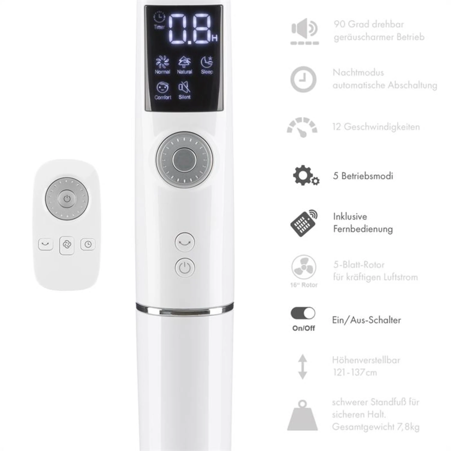 Silent Storm Standventilator 2er-Set 16" (41cm) 5-Blatt-Rotor Weiß 6 Silent Storm Standventilator 2er-Set 16" (41cm) 5-Blatt-Rotor Weiß – Bild 4