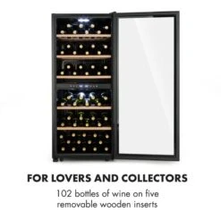 Barossa 102 Duo Weinkühlschrank-Set 2 Zonen 102 Fl. Weinglasregal -Angebote Küchenmaschinen Store 60002419 yy 0004 logo Klarstein Barossa 102D Weinkuehlschrank schwarz
